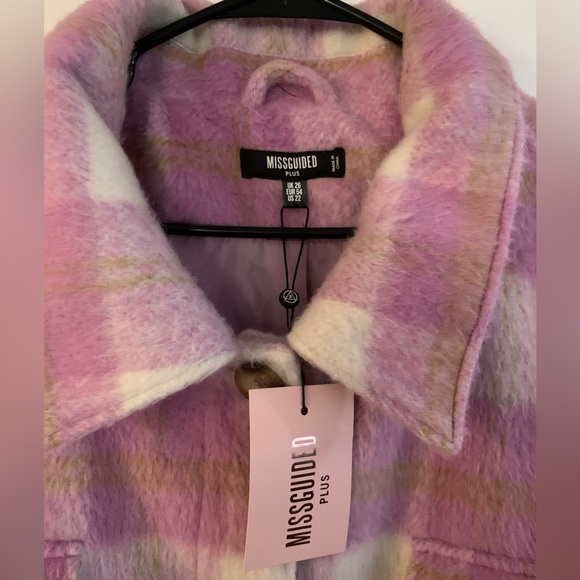 MISSGUIDED Lilac Plaid Shacket Plus NWT Size US 22 = 2XL - Picture 7 of 11